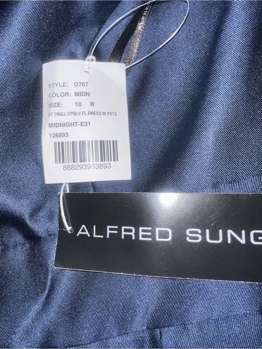 ALFRED SUNG Navy Cap-Sleeve Maxi Gown w pleated skirt and pockets 10R NWT - Picture 4 of 7